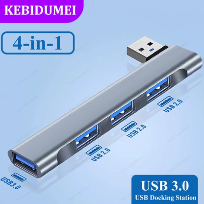 Hub USB-C 4-en-1 USB 3.0 + PD 60W + Type-C 3.1 Splitter OTG para Xiaomi/Lenovo/MacBook Pro/Air