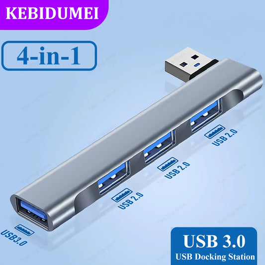 Hub USB-C 4-en-1 USB 3.0 + PD 60W + Type-C 3.1 Splitter OTG para Xiaomi/Lenovo/MacBook Pro/Air