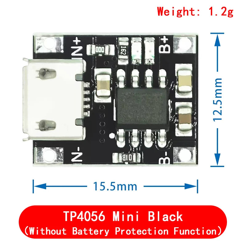 Lote 10 Pcs Módulo Cargador Batería Litio TP4056 5V 1A 18650 con Protección Dual 1A Li-ion