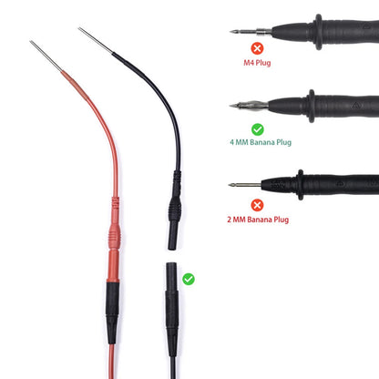 Adaptador Cable Flexible (x2) Banana Hembra 4mm - Sonda Trasera Silicona para Multímetro