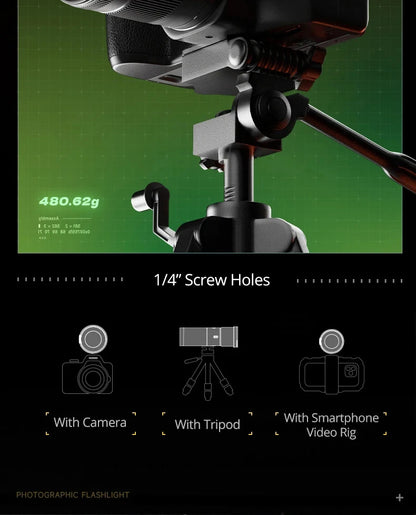 Linterna Proyector LED Sidande Photoolex (10W, 4 Colores) con Batería 8400mAh y Rosca 1/4"