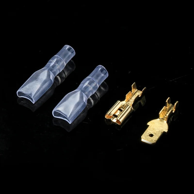 Set Terminales Conector Cable Hembra/Macho Spade Crimp (2.8/4.8/6.3mm) con Mangas Aislantes Transparentes (200 Piezas)