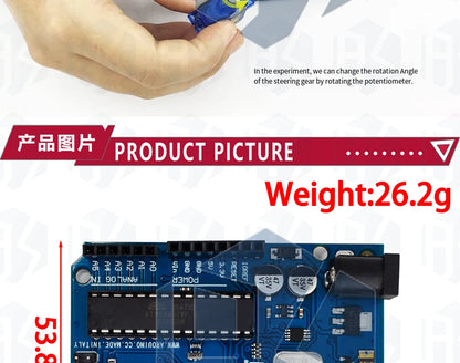 Placa Desarrollo Arduino UNO R3 (Oficial Certificada, ATMEGA16U2 + MEGA328P) con Cable USB Tipo A a B