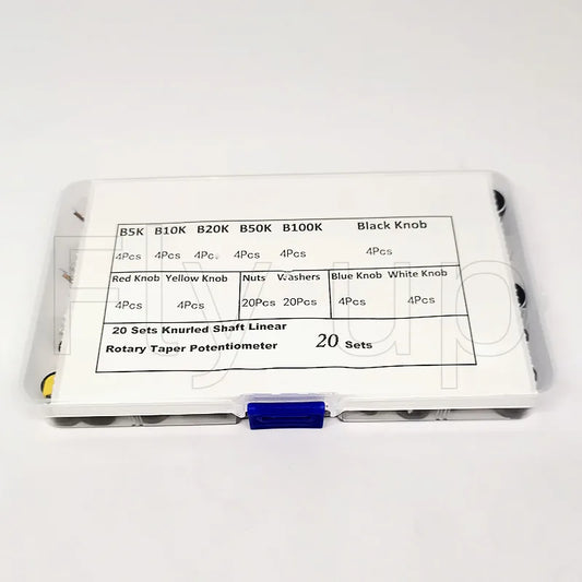 20sets /Box WH148 15MM Single Potentiometer Kit B5K/10K/20K/50K/100K With Knobs Set Shaft Nuts