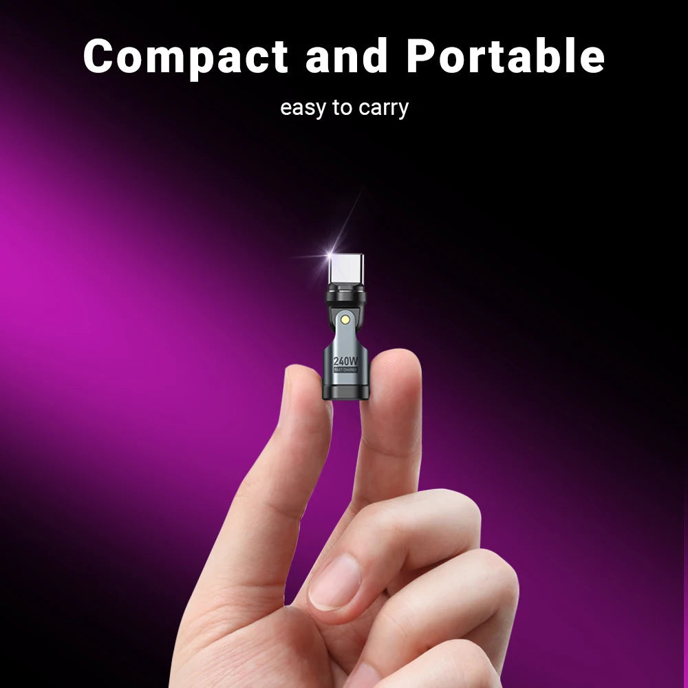 Adaptador Magnético OTG AUFU 9 Pines Tipo C Hembra a Tipo C/iOS/Micro Macho (PD 240W Carga Rápida) Convertidor para iPhone/Laptop