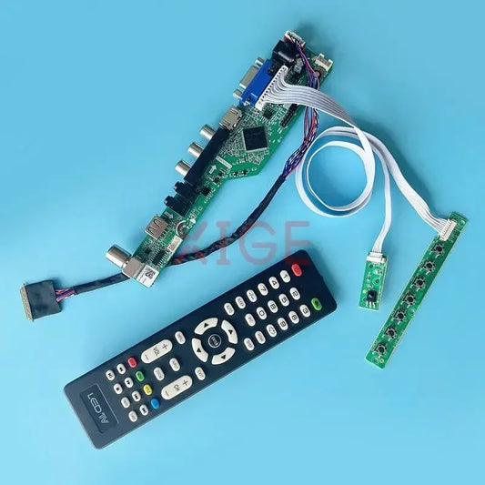 Kit Placa Controladora LVDS para Panel 15.6" B156XW02 V0-V7 (1366x768) 40pin TV Analógica HDMI/VGA/AV/USB DIY