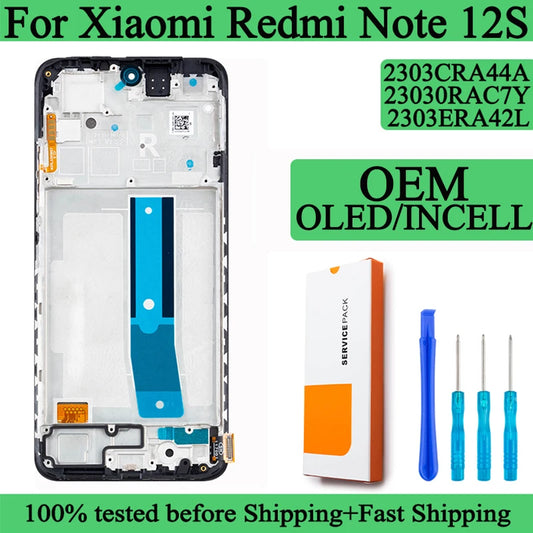 2303CRA44A 23030RAC7Y 2303ERA42L Premium Super AMOLED For Xiaomi Redmi Note 12S Display Touch Screen Digitizer Panel Assembly