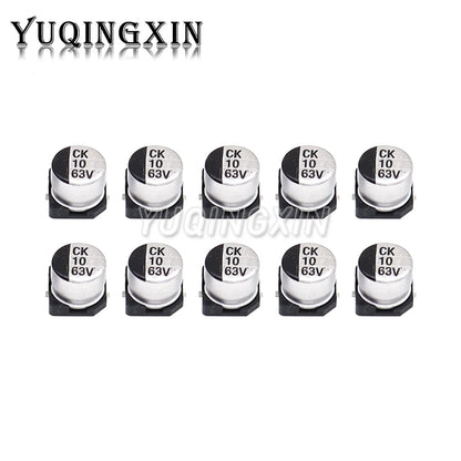 Capacitor Electrolítico Aluminio SMD (1uF-1000uF, 10V-50V) - Pack 10 Unidades (Valores Surtidos)