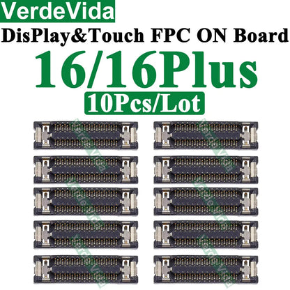 Conector FPC Táctil / Pantalla LCD en Placa Base para iPhone X/XS/XR/11/12/13/14/15/16 Pro Max/Plus (10 Unidades)