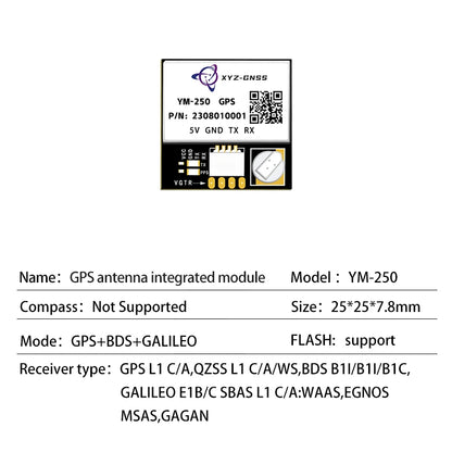 Módulo GPS Beidou XYZ-GNSS YM-181Q (M10050) Pequeño con Antena Cerámica, Compás y Flash para Control Vuelo Drones