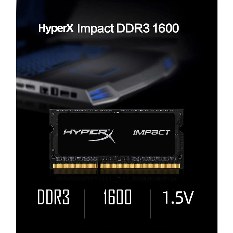 Memoria RAM HyperX Laptop DDR3/DDR3L SODIMM (4GB/8GB, 1333/1600/1866MHz, 1.35V/1.5V, 204pin) PC3-10600/12800/14900 (1/2 Unidades)