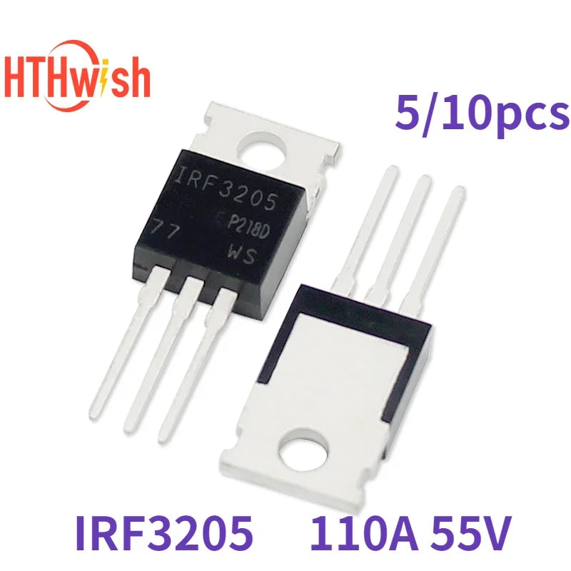 MOSFET Canal-N IRF3205 TO-220 55V 110A - Lote 5/10 Piezas