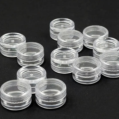 Caja Almacenamiento Plástico Transparente Redonda Pequeña para Joyería/Cuentas/Maquillaje (Set 50 Unidades)