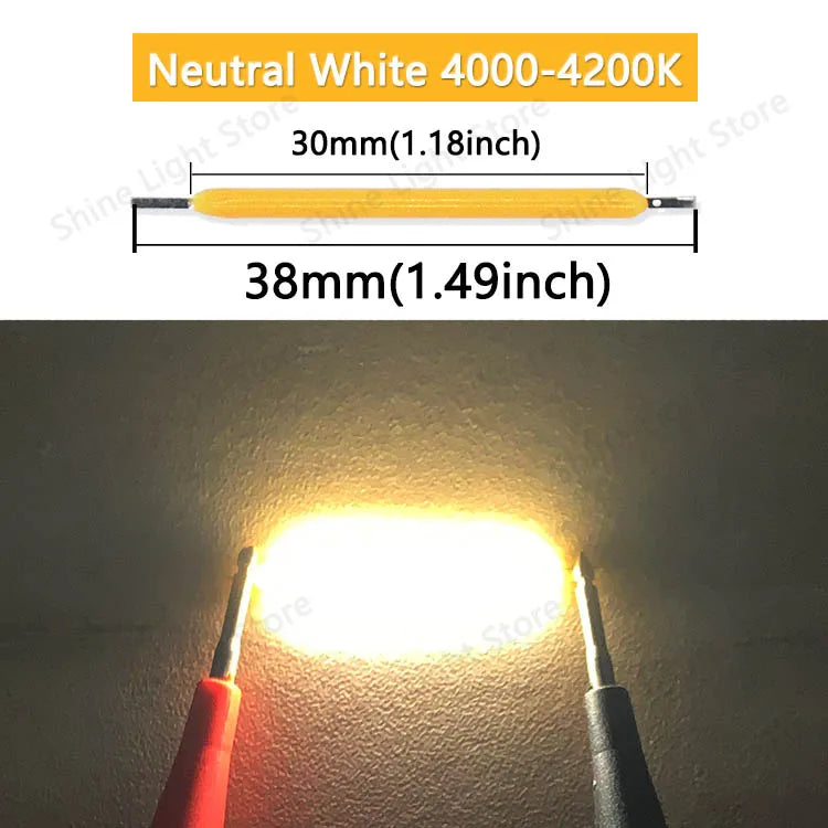 Filamento LED COB 3V 38mm para Bombilla Edison Decoración Hogar/Boda/Camping DIY (10-1200 Piezas)