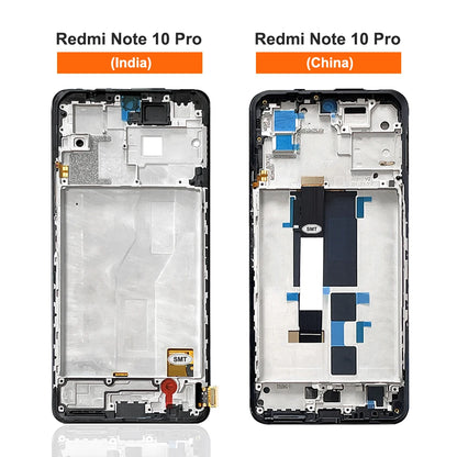 6.67" AMOLED for Xiaomi Redmi Note 10 Pro LCD Display Touch Screen For Redmi Note10Pro M2101K6G LCD Display Replace, with Frame