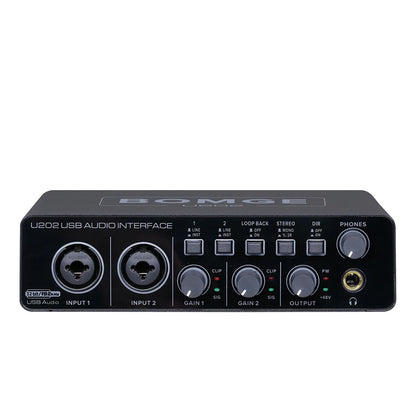 Interfaz de Audio USB Bomge U202 Preamplificador Micrófono XLR/TRS/TS 48V 32-bit/192kHz Grabación/Streaming