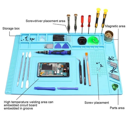 Alfombrilla Silicona Multifuncional Gruesa Magnética Antiestática Resistente Temperatura para Reparación Electrónica/Placa Base IC