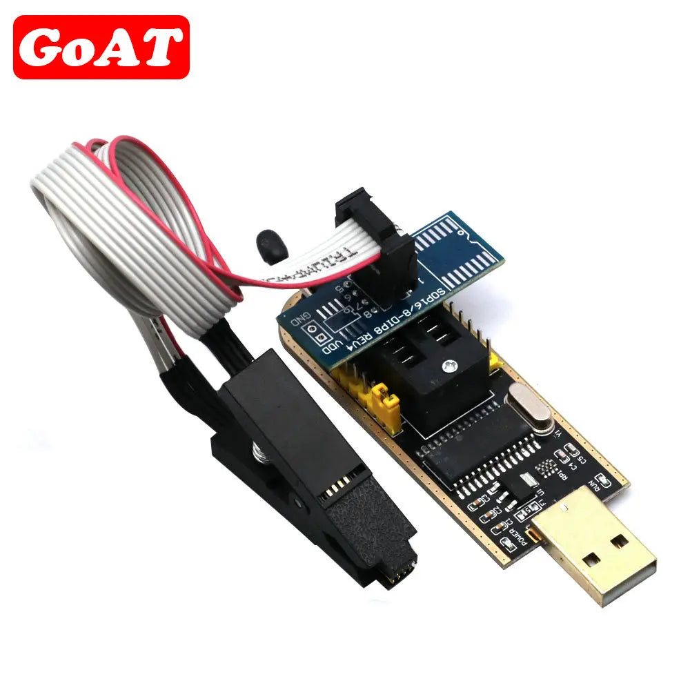 Kit Programador USB CH341A 24/25 Series EEPROM Flash BIOS + Clip Test SOIC8/SOP8 (Variante 2)