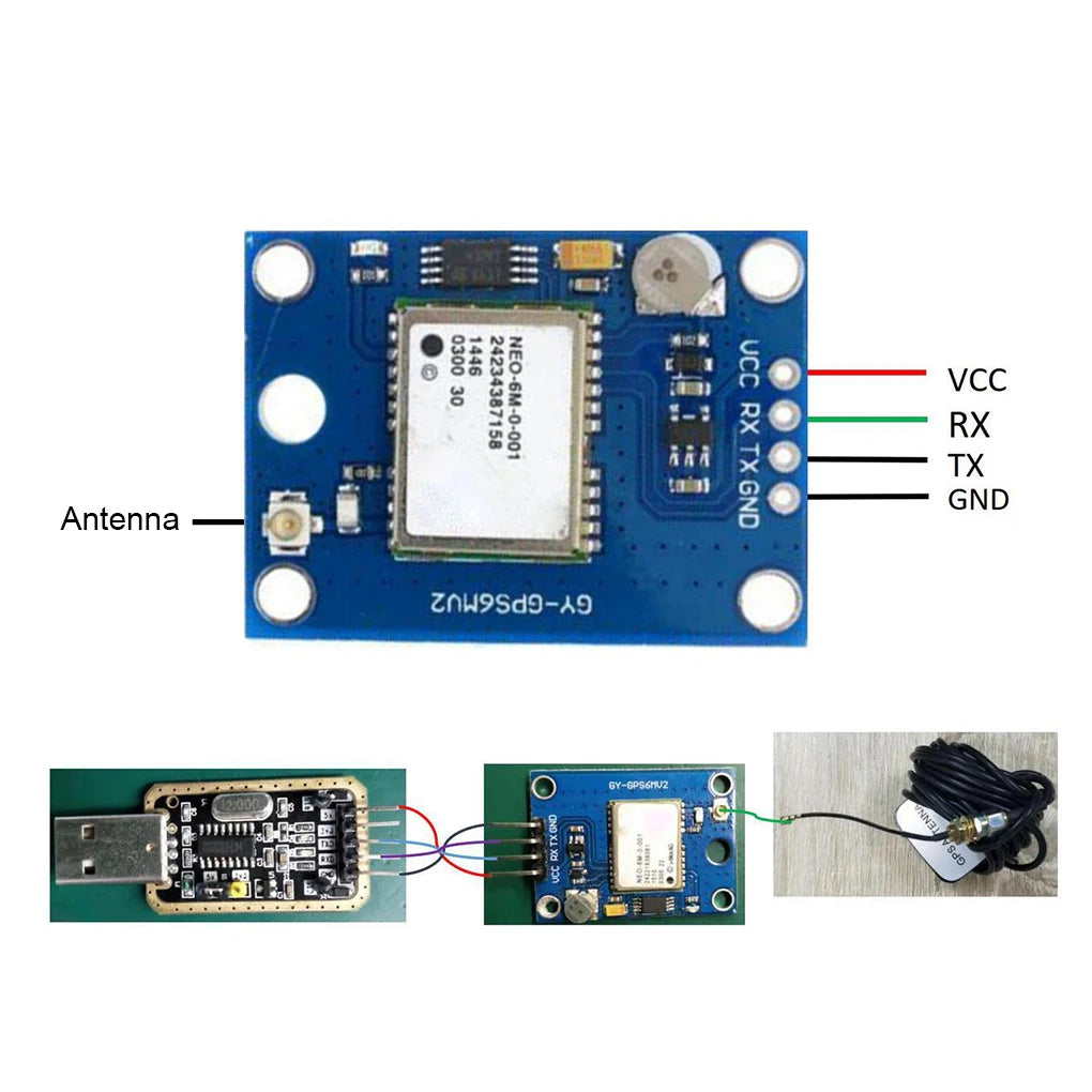 Módulo GPS GY-NEO6MV2 (NEO-6M) con EEPROM y Antena Grande para Control Vuelo MWC/APM2.5 Arduino