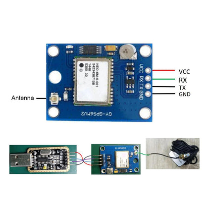 Módulo GPS GY-NEO6MV2 (NEO-6M) con EEPROM y Antena Grande para Control Vuelo MWC/APM2.5 Arduino