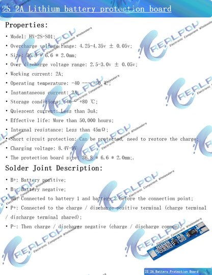 2S 2A 3A 4A 5A 8A 10A 13A 20A 7.4V 8.4V Li-ion 18650 Lithium battery protection board / BMS board Standard / Balance