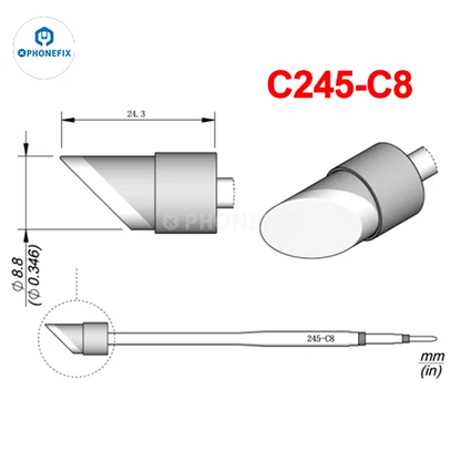 Puntas Cautín Soldador PHONEFIX Serie C245/C470 para Estación JBC / Mango Universal T245/T470 (Reparación PCB/IC)