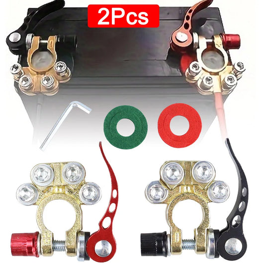 Conectores Terminal Batería Auto Liberación Rápida 12V/24V Positivo/Negativo Extremos Cable para Tipo SAE/JIS (2 Piezas)