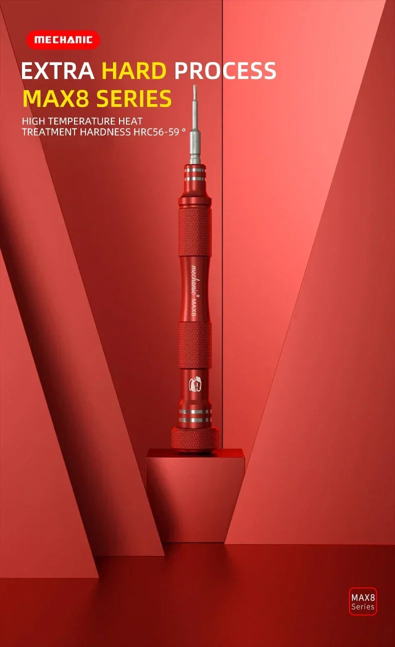 Destornillador Precisión Antideslizante MECHANIC MAX8 (Puntas 0.8 Torx / 0.6 Y / 1.2 Phillips / 1.5 Phillips / 2.5 Phillips / T2) para Reparación Móvil/Cámara