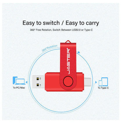 Memoria USB Flash Drive Pendrive Tipo C (32GB/64GB/128GB) con Llavero Regalo Empresarial