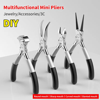 Mini Alicate Corte Diagonal / Punta Redonda/Doblada/Aguja para Artesanía/Cuentas/Joyería Pequeña DIY Herramienta Aislada