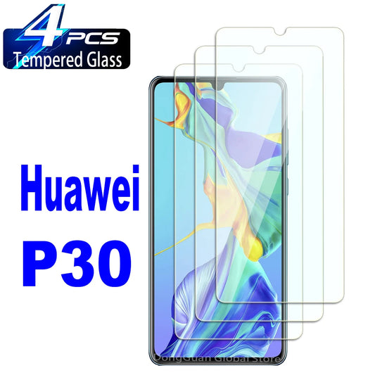 2/4Pcs 9H Screen Protector For Huawei P30 HD Tempered Glass