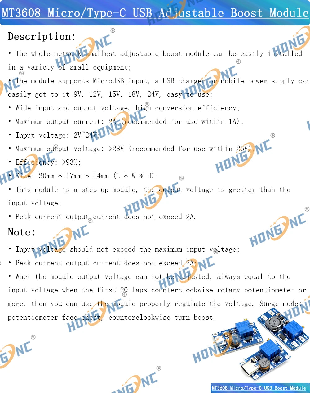 Módulo Fuente Alimentación Estabilizada Ajustable Boost/Buck DC-DC 2A/3A (LM2596S / MT3608 / MP1584EN)