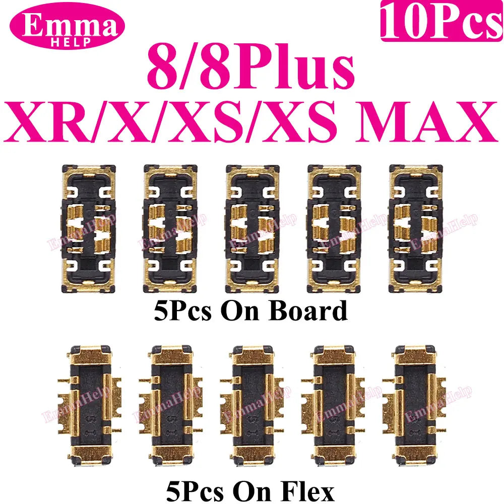 Conector FPC Batería Interno (Clip Placa) para iPhone 8/X/XS/XR/11/12/13/14/15/16 Pro Max/Plus (10 Unidades)