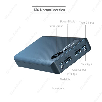 Caja Power Bank DIY Desmontable QC 3.0 (6x18650) Doble USB + PD (Soporte Batería 18650)