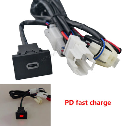 Cargador Auto Rápido QC3.0 + USB-C PD Socket Interfaz con Botón para Volkswagen Polo (2011-2013)
