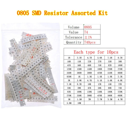 Kit Surtido Resistencias Fijas Chip SMD (0402 a 2512) - Rango 0Ω a 10MΩ