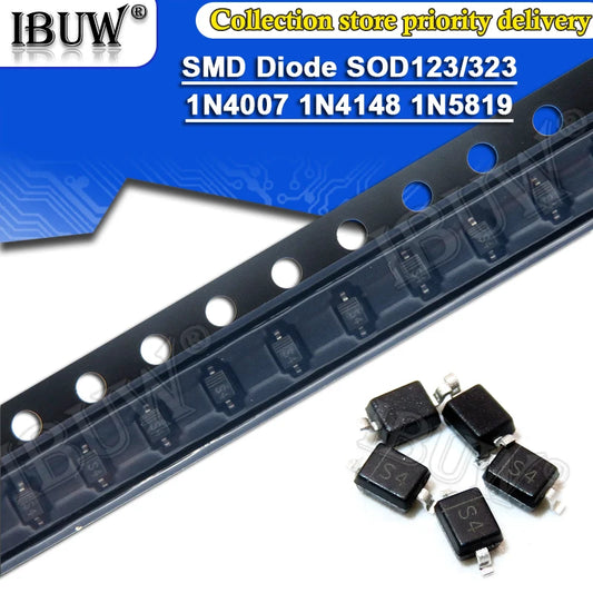Diodo SMD 0805/1206/SOD-123/SOD-323 - Varios Tipos (1N5819/1N4007/1N4148 etc) - Lote 100 Piezas