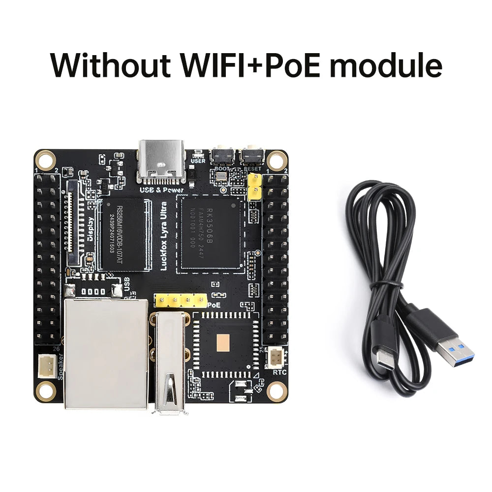 Placa Desarrollo Luckfox Lyra Ultra W (RK3506B, 8GB eMMC, WiFi6/PoE, Audio, DisplayPort, Linux)