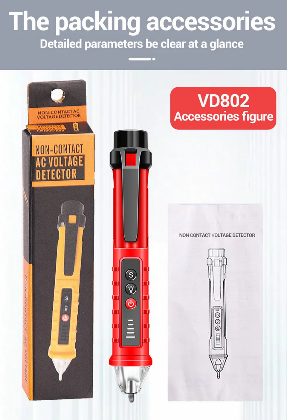 Lápiz Detector Voltaje AC Sin Contacto ANENG VD802 (12V-1000V) Indicador Eléctrico LED