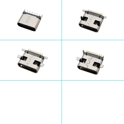 Conector Socket Carga USB Hembra Tipo C (6 Pines/16 Pines) para Soldadura PCB DIY Reparación Adaptador Jack (Caja 100 Unidades)