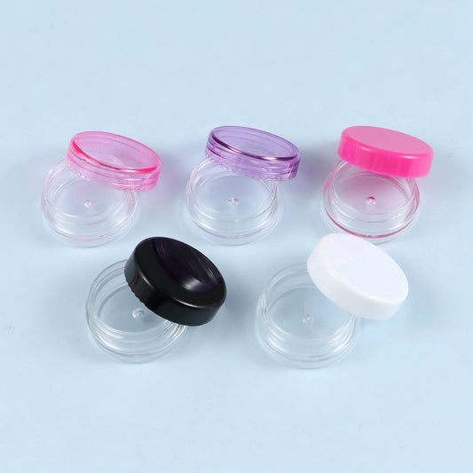 Mini Caja Plástico Redonda Translúcida para Almacenamiento Embalaje Joyería (3x1.5cm, A Prueba Polvo, Durable) (Lote 10 Unidades)