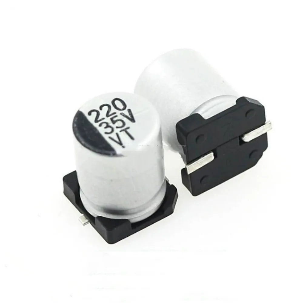 Capacitor Electrolítico Aluminio SMD (220uF, 35V, 8x10.2mm) - Pack 10 Unidades