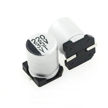Capacitor Electrolítico Aluminio SMD (220uF, 35V, 8x10.2mm) - Pack 10 Unidades