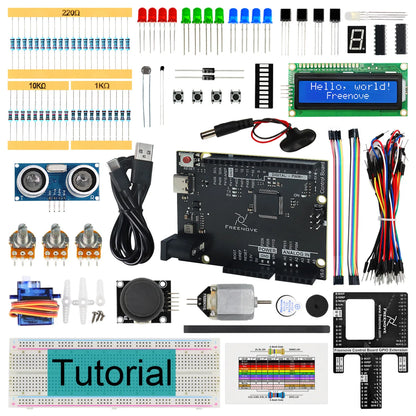 Kit Inicio Freenove Super para Arduino UNO R4 WiFi Mini (V5, ARM Cortex-M4, 172 Items, 60 Proyectos, Tutorial 305 Págs)