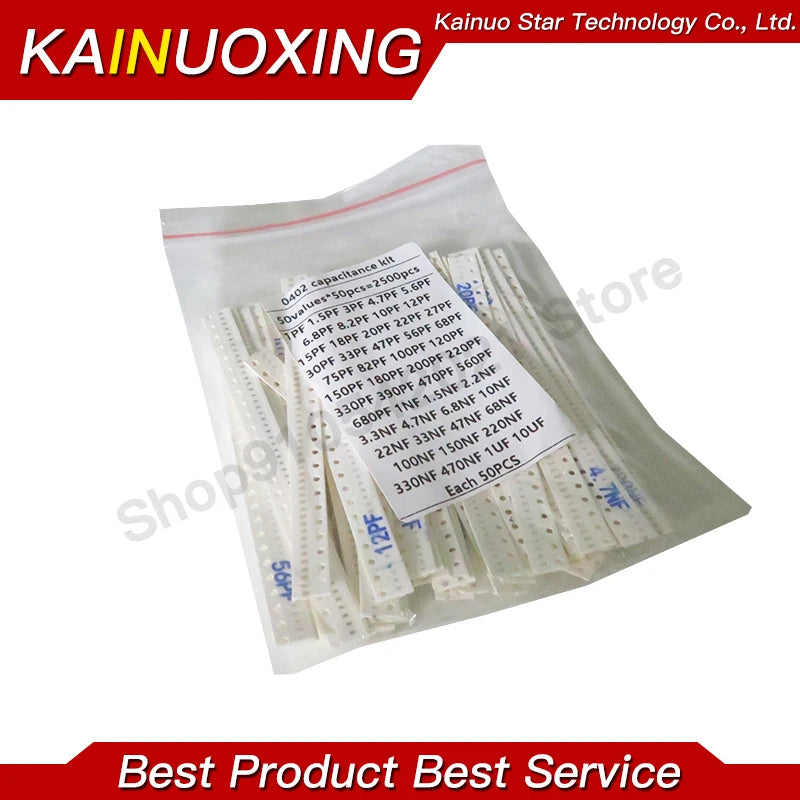 Kit Muestrario Capacitor Cerámico SMD 0402 (1pF-10uF, 50 Valores x 50 Unidades = 2500 Piezas)