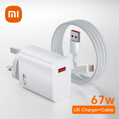 Cargador Xiaomi Original 67W Carga Rápida GaN USB-C PD (EU/US/UK) + Cable USB-C