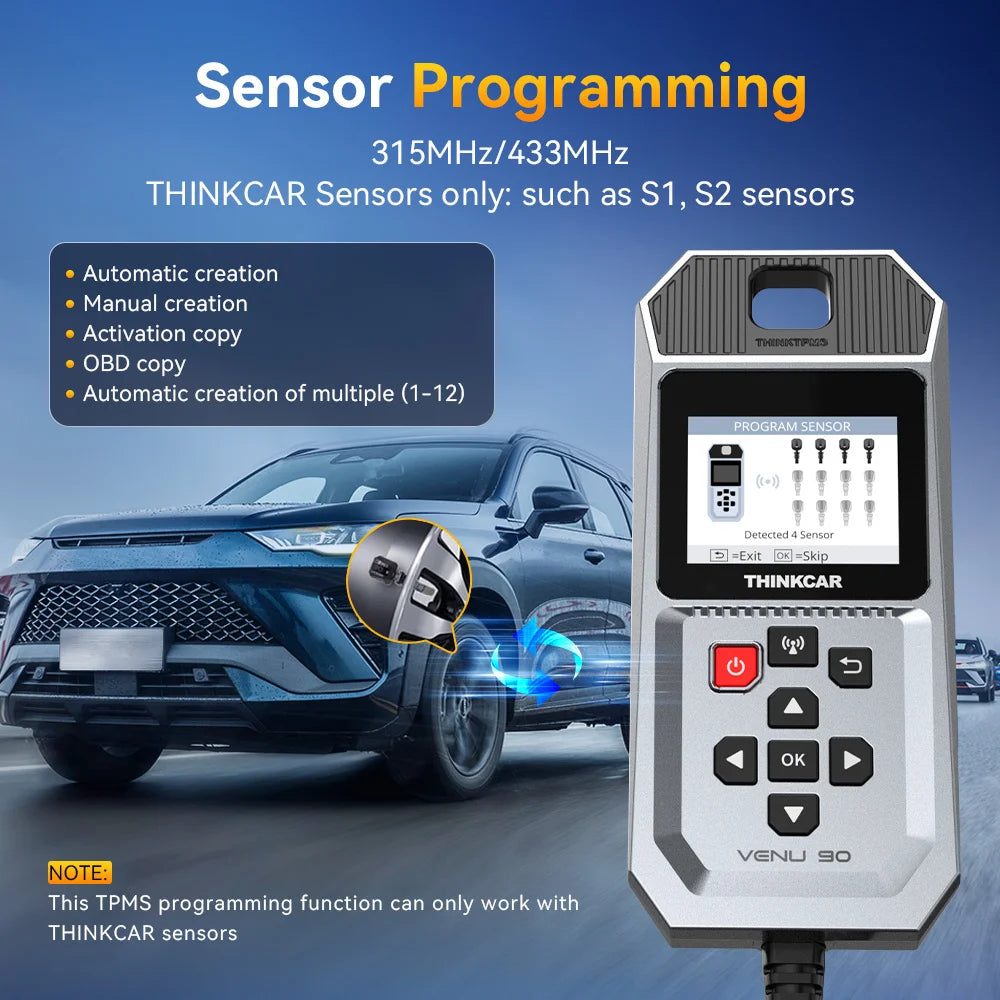 Herramienta Diagnóstico TPMS Thinkcar VENU 90 (315/433MHz) - Activación/Programación Sensores Presión Neumáticos