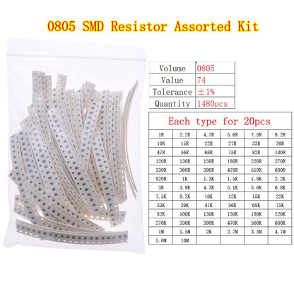 Kit Surtido Resistencias Fijas Chip SMD (0402 a 2512) - Rango 0Ω a 10MΩ