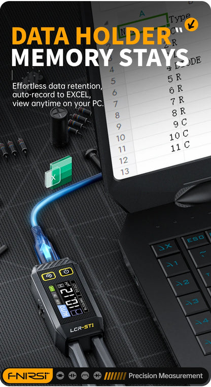 Mini Tester Inteligente FNIRSI LCR-ST1 (Tipo Pinza) - Medidor LCR/SMD/ESR, Continuidad, Diodo