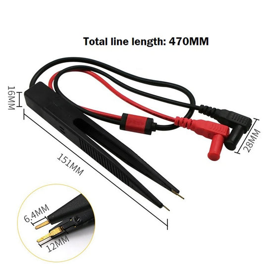 Pinza de Prueba Tipo Tweezers para Componentes SMD (Resistencias, Capacitores, Inductores) - Sonda Multímetro